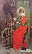 Marianne Stokes St Elizabeth of Hungary Spinning for the Poor France oil painting artist